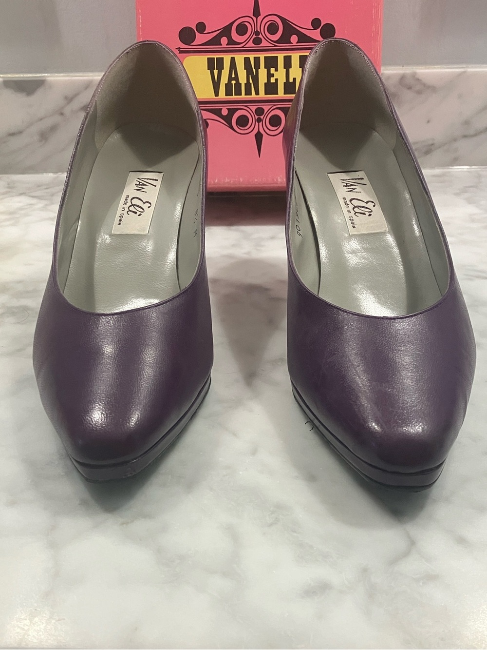 Vintage Van Eli plum purple heels pumps size 8.5 M MADE IN SPAIN WOMENS - Picture 3 of 13